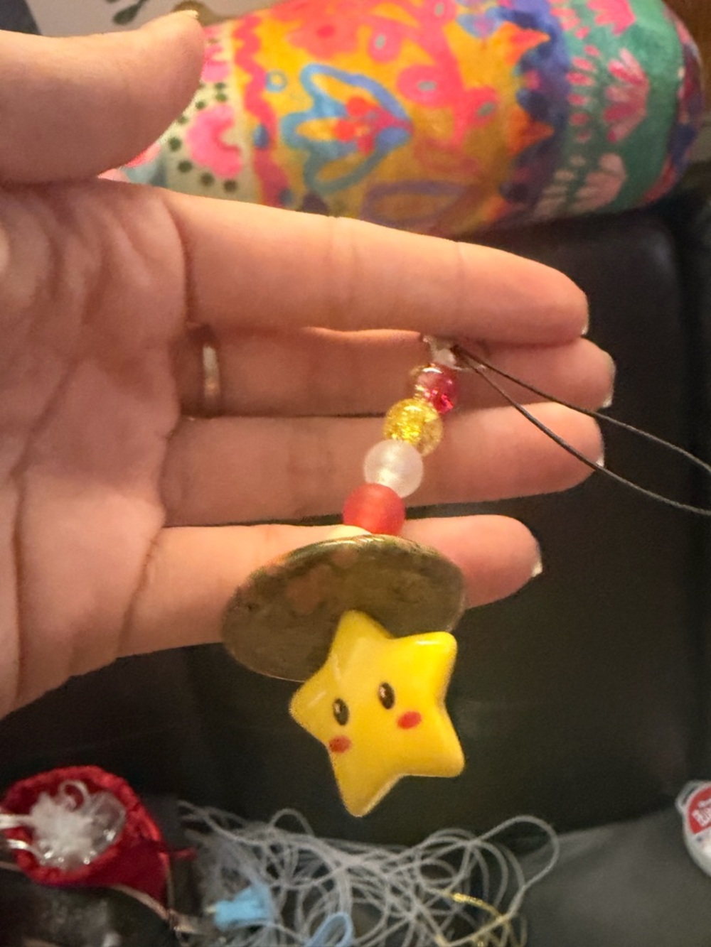 Cute Yellow Star Beaded Phone Charm